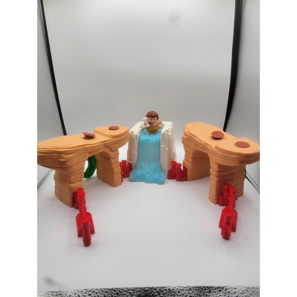 Fisher Price Little People Caveman Waterfall Rock Playset Pieces Tan Blue Red